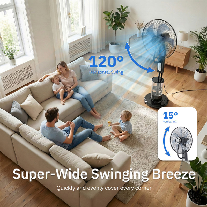 Ventilateur sur socle 18 "à 3 vitesses avec réservoir 1,32 gallons