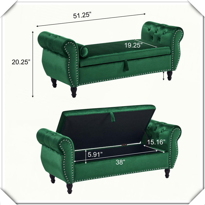 Velvet Rectangular Storage Ottoman Bench Multifunctional Comfortable Practical Stylish