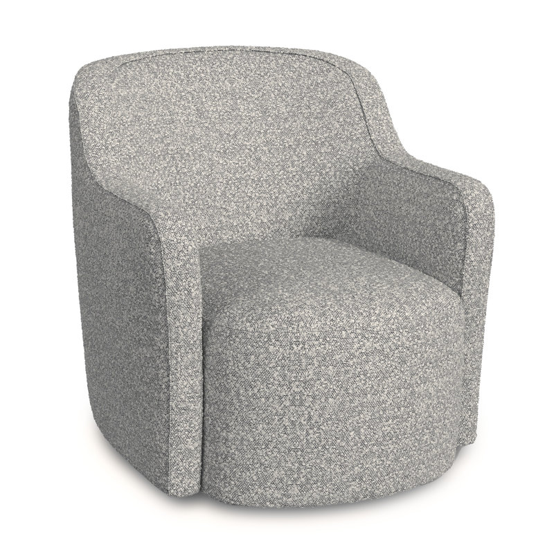 Brentleigh Upholstered Swivel Accent Chair, Cream and Gray Boucle