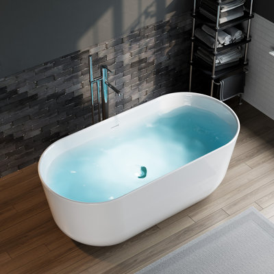 59" x 28" Freestanding Soaking Acrylic Bathtub