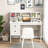 White Computer Desk with Hutch, Writing Desk with 2 Drawers for  Bedroom Home Office-833395768