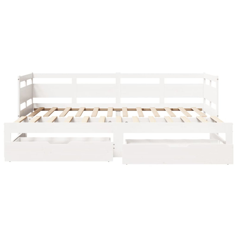 Wichita Solid Wood with Trundle, European Single (90 x 200cm), White