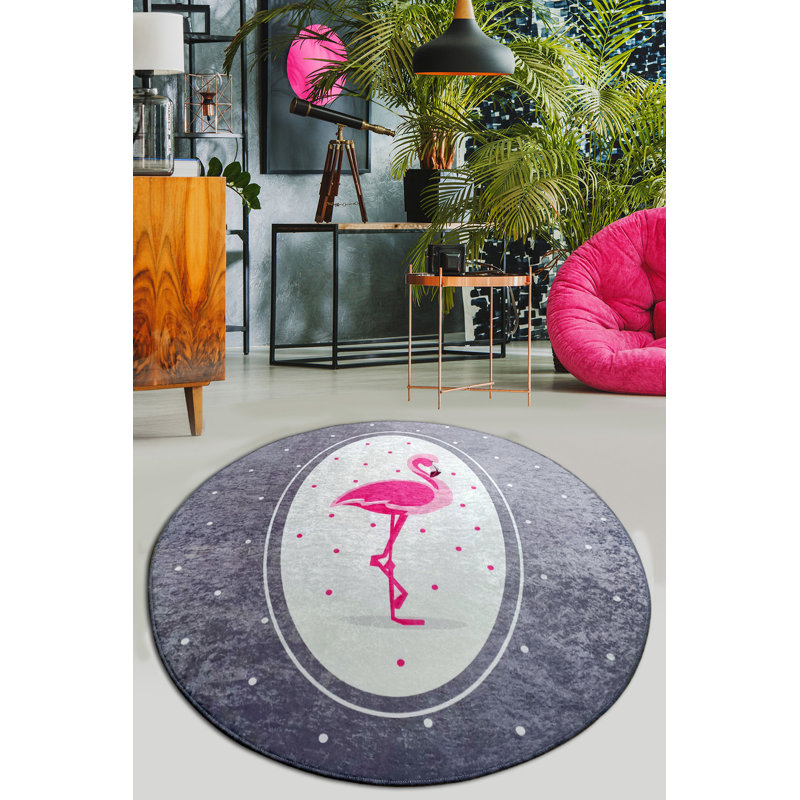 Premium Washable Round Carpet, 39.4 inches Diameter, 100% Polyester, 0.4 inches Pile Height | Antibacterial, Non-Slip Felt Dot Underside | Machine Washable, Ideal for Living Room, Bedroom & Kids’ Play Areas