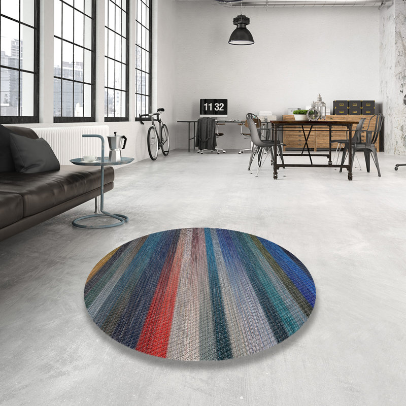 Jesup Striped Indoor Rug, Round 7'