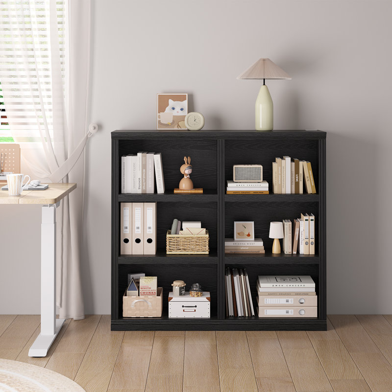 Bibliothèque moderne avec 3 capteurs de couleur, 3 tablettes de rangement ouvertes, Noir