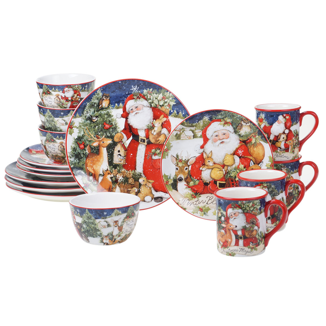 Certified International Magic Of Christmas  Santa 16Pc Dinnerware Set Certified International
