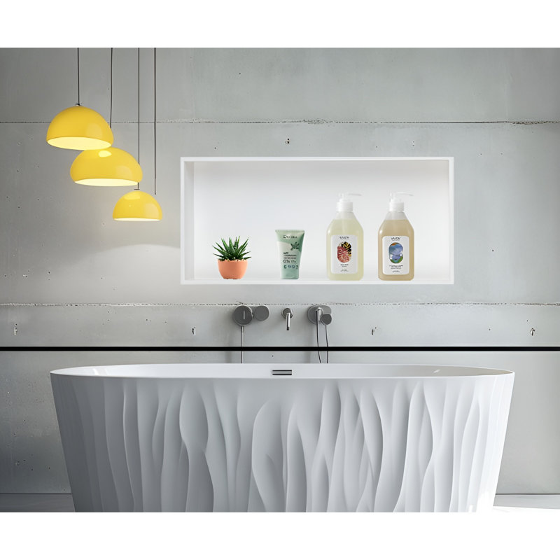 24.4" White Stainless Steel Rectangular Recessed Shower Niche