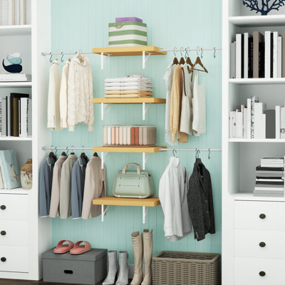 Système de rangement pour garde-robe avec tiges de suspension et crochets extensibles