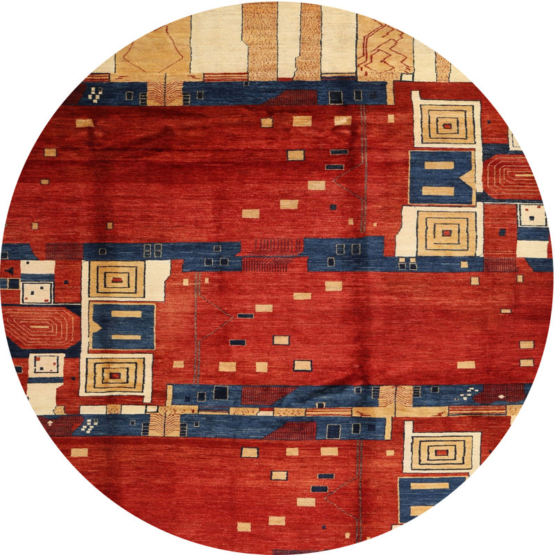 Tapis rouge / bleu, Rond 7 pi