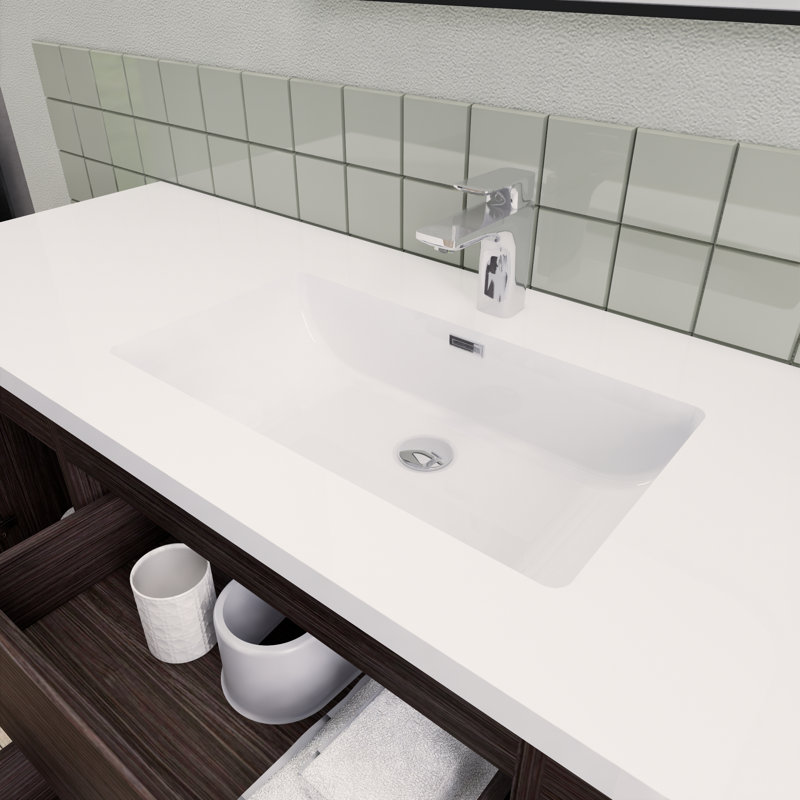 Alcester 59.2'' Single Bathroom Vanity with Resin Top, Dark Gray Oak