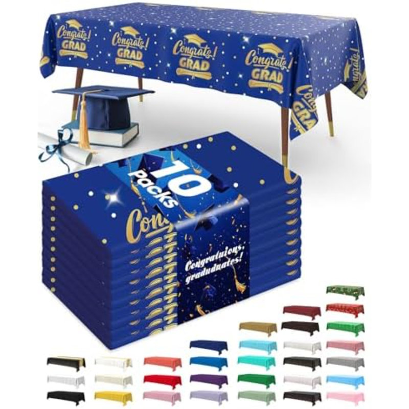 Graduation Decorations 2026 Plastic Tablecloth, Black