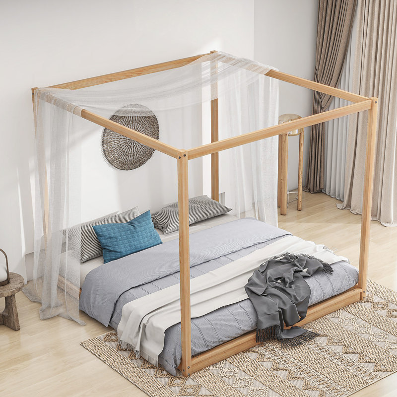 Lit plateforme avec pieds de support CaNopy, Naturel, Grand