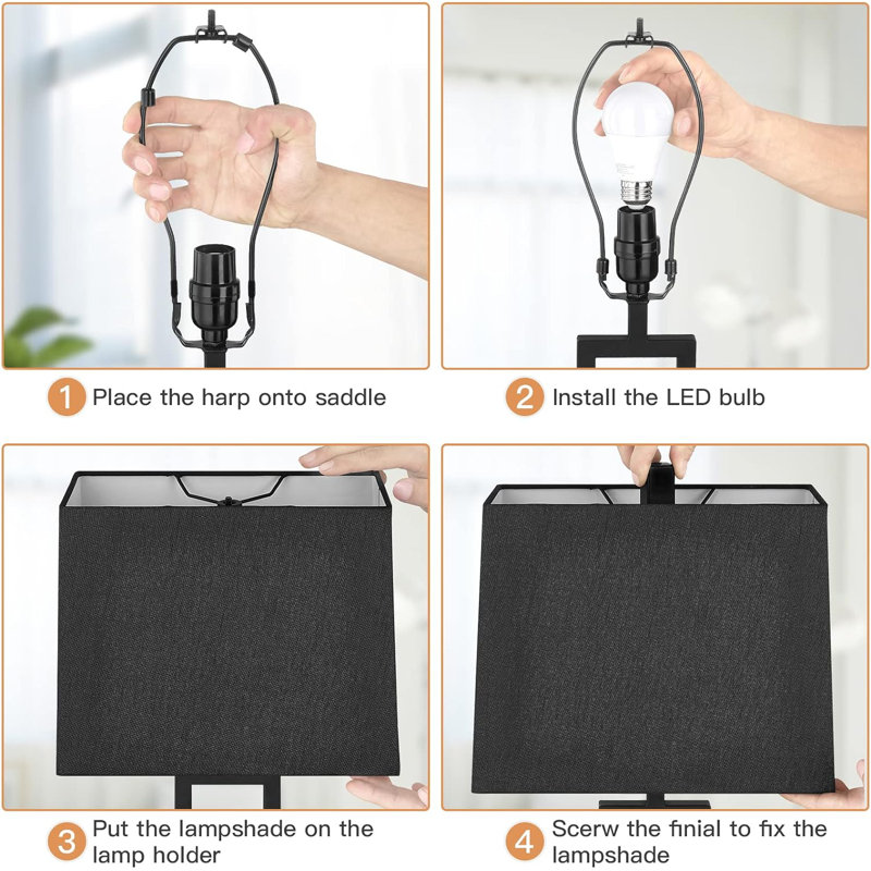 Set of 2 Black Touch Control Table Lamps with USB Ports