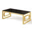 Table basse rectangulaire dorée, table basse moderne avec plateau en verre trempé et structure géométrique en métal doré, table basse d'appoint luxueuse pour salon, 120 cm-17410487-17410485