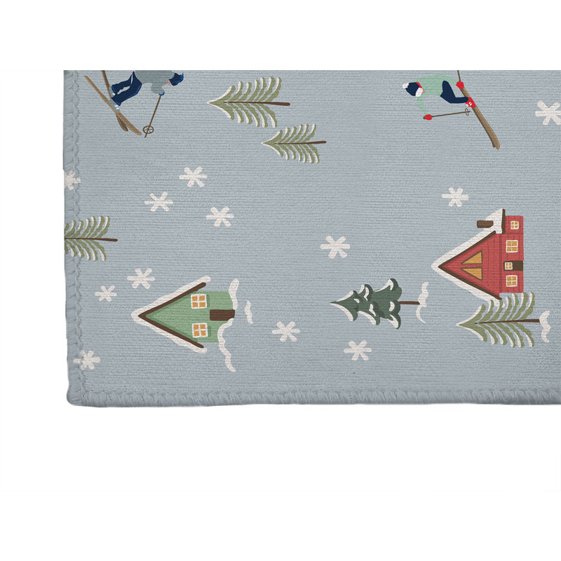 Tapis de lessive léger antidérapant Downhill, 49 "L x 6 "H, Blue Geometric