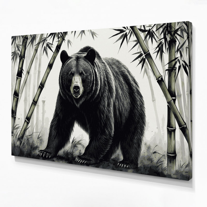 Faune, ours noir asiatique, art mural sur toile blanche, H 12 po x l 18 po