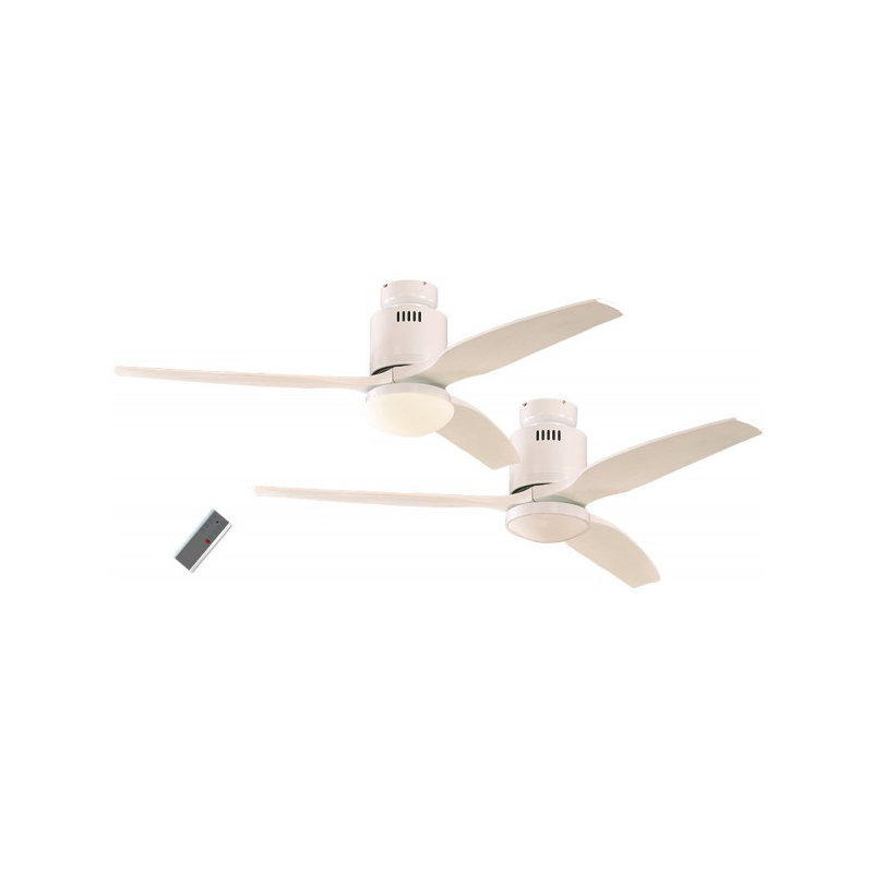 Maegan 132cm Ceiling Fan with Light Kit, Lacquered White with Lacquered White Blades