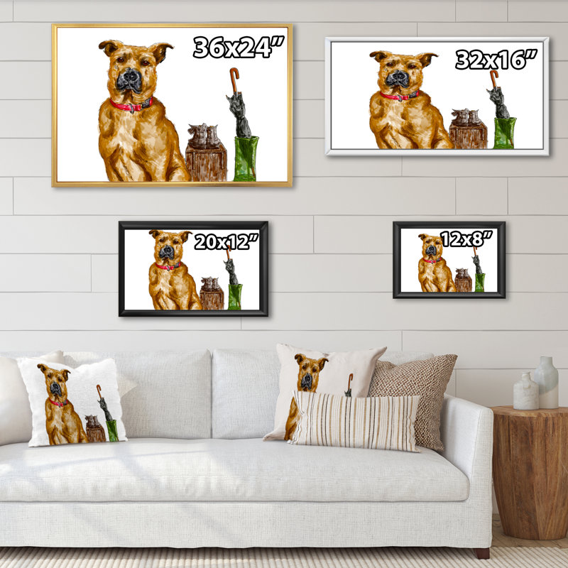 «Dog Is Always Ready For A Walk», reproduction d'art sur toile encadrée, H 24 po x l 36 po x P 1 po