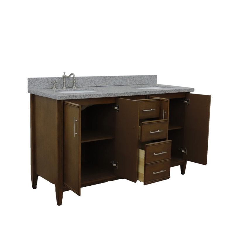 Ensemble de meuble-lavabo double 61 po Harrel, gris