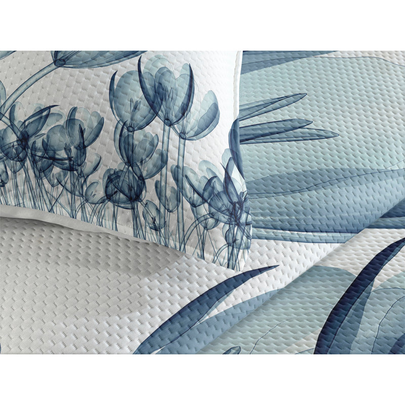 Flower Eclectic Floral Coverlet, King Bedspread + 2 Shams