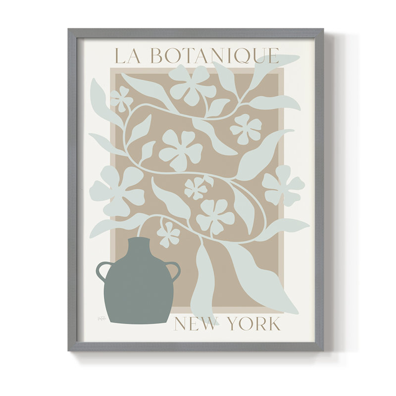 La Botanique Framed Print - Solid Wood, Gray, 21" H x 17" W