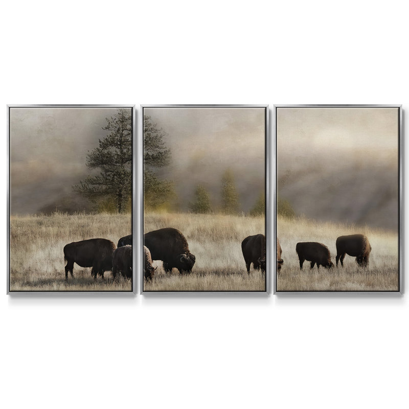 Ridge Grazing - Toile encadrée multi-pièces, H 24 po x l 48 po x P 2 po, Encadrement argenté