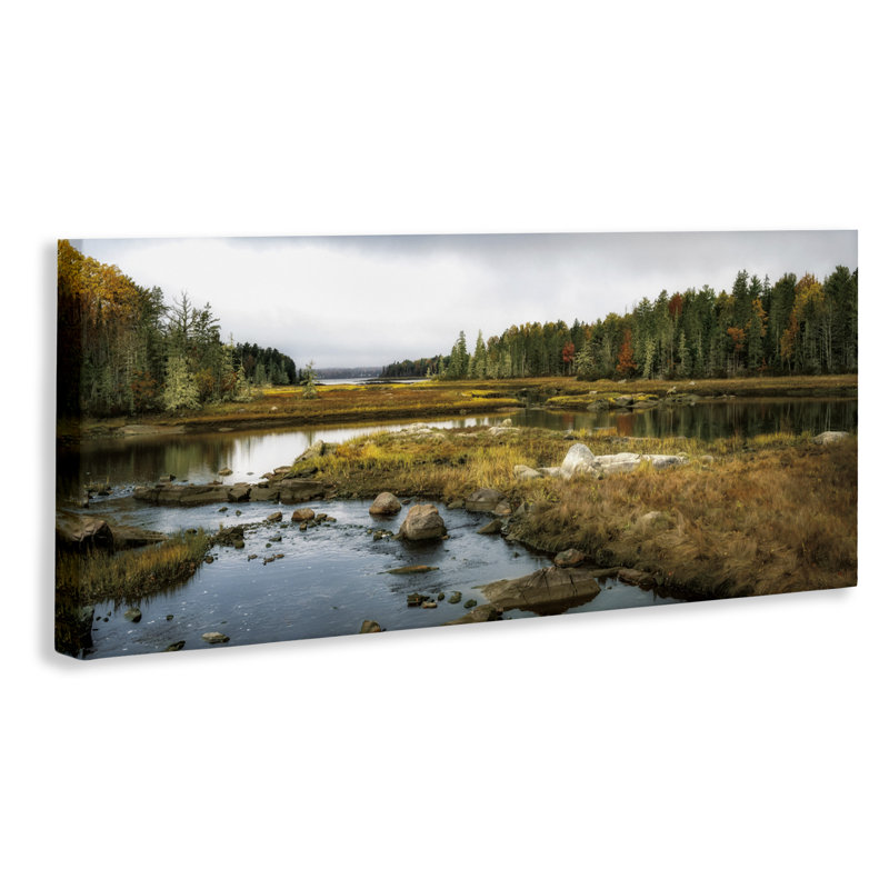 Toile vue de rivière à marée basse, design par D. Burt, H 10 po x l 24 po