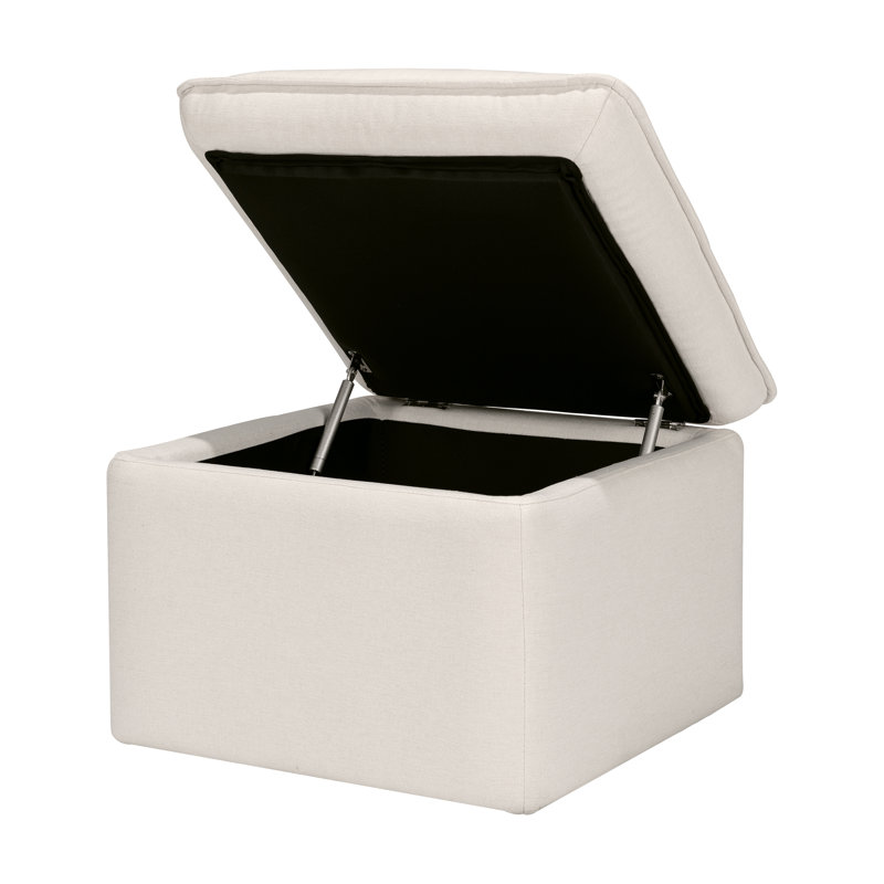 Cali Storage Ottoman, Cream Polyester