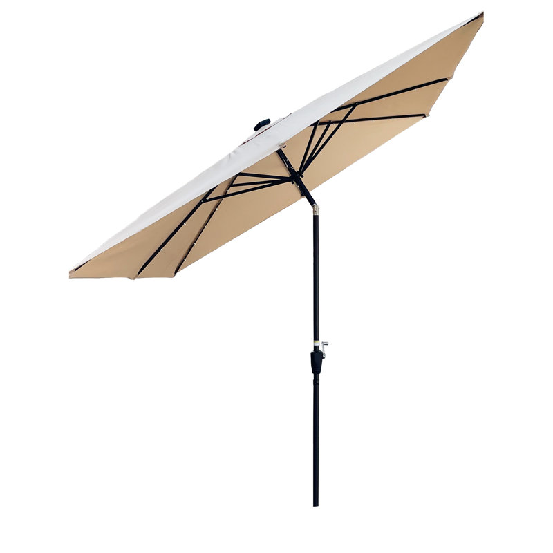 Square, Solar Led Lighted Umbrella, 8 Ribs, Waterproof, Sun Shade, Outdoor Patio, Garden, Pool 2.5X2.5M, Lighted, Patio Backyard, Poolside