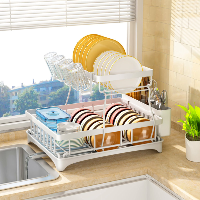 Louna Steel Dish Rack, White