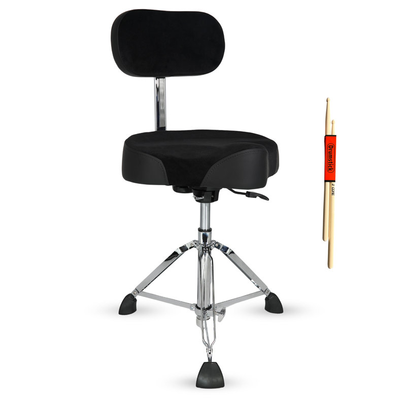 Tabouret de tambour à 5 cœurs avec dossier 4 po Tabouret rembourré réglable Airlift 25 po Capacité de 441 lb, Noir