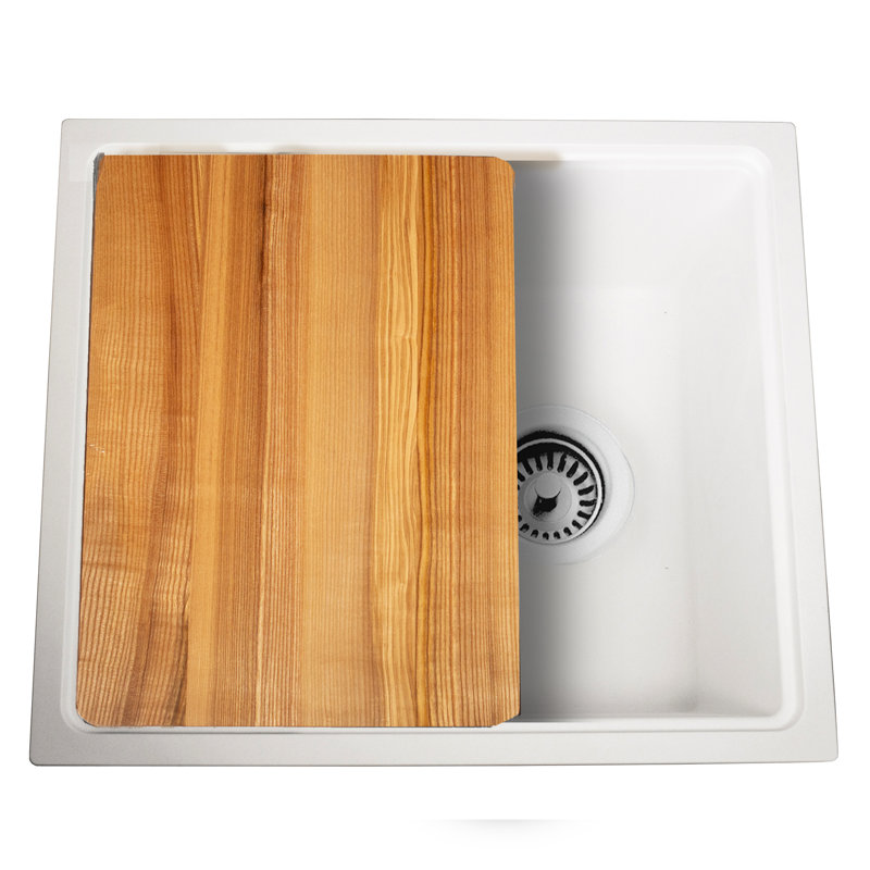 Nantucket Sinks 22 Inch  Dualmount Granite Composite Prep-Station with Side Set Drain, Matte White