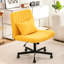 Chaise de bureau jaune avec accoudoirs croisés en lin jaune - polyvalente pour une utilisation à l'intérieur, réglable en hauteur, pivotant sur 360 ° et avec fonction d'inclinaison-137440312-137440311