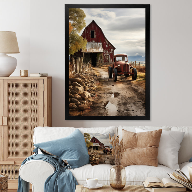Treneice " Barns Rustic Charm VII ", 20" H x 12" W x 1" D, Black Picture Framed