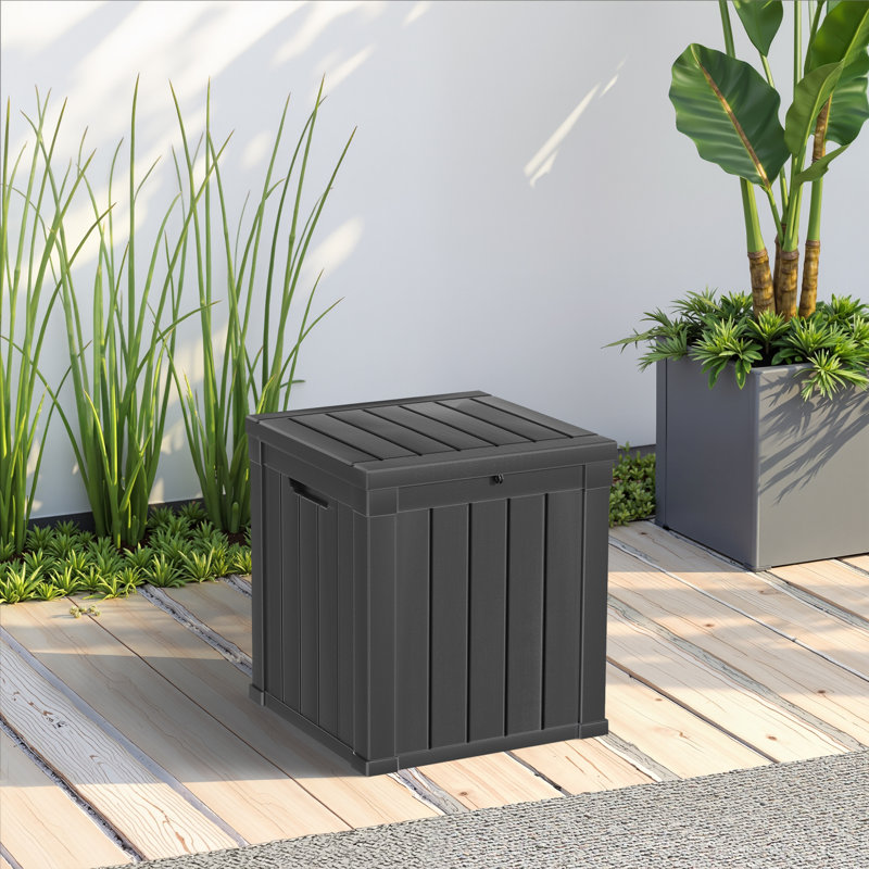 Boîte de rangement en résine résistante à l'eau durable de 30 gallons pour l'intérieur et l'extérieur, Noir
