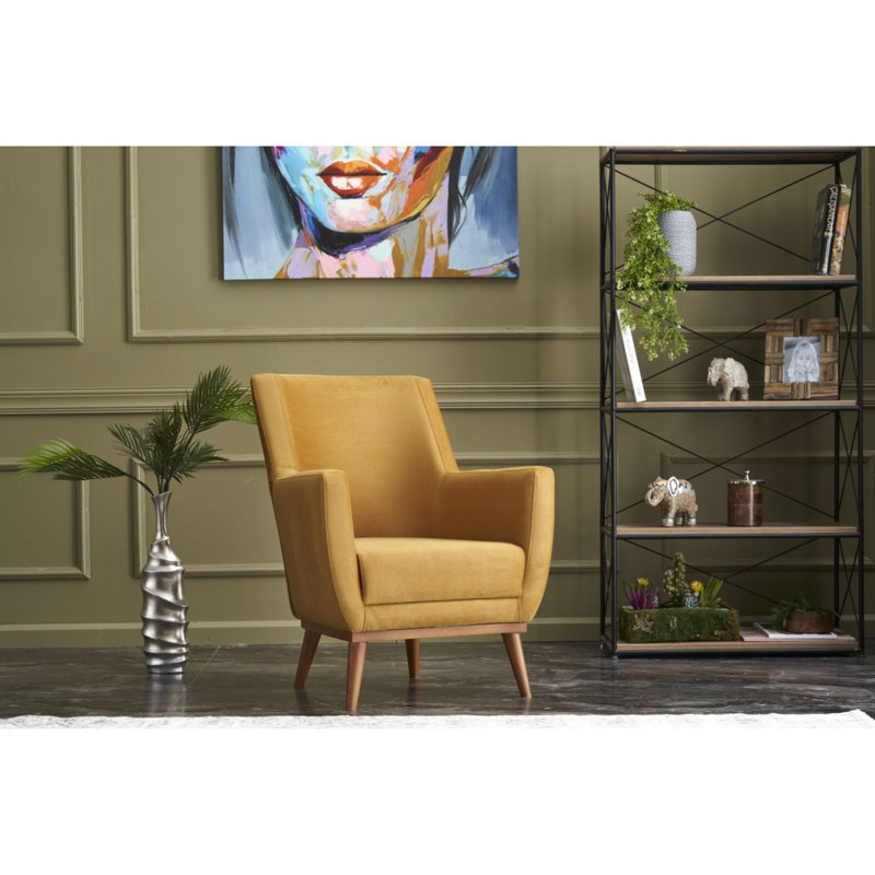 Fauteuil en velours l 29,53 po Truby, Jaune