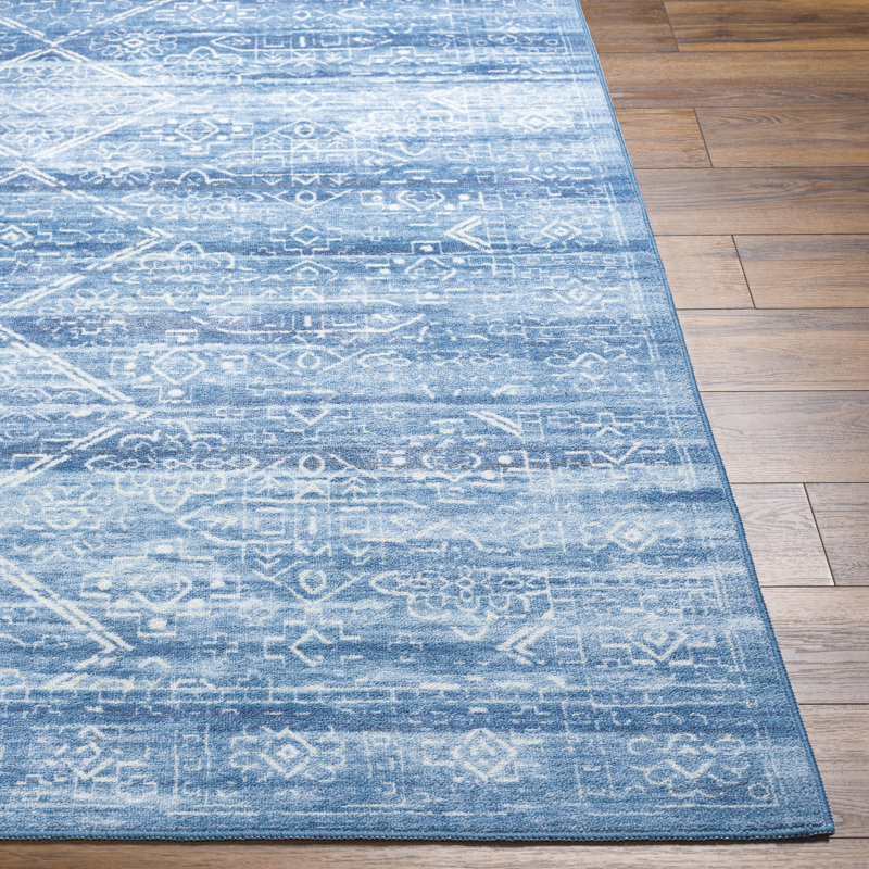 Dirksen Light Blue Machine Washable Area Rug, Rectangle 8'10" x 11'9"