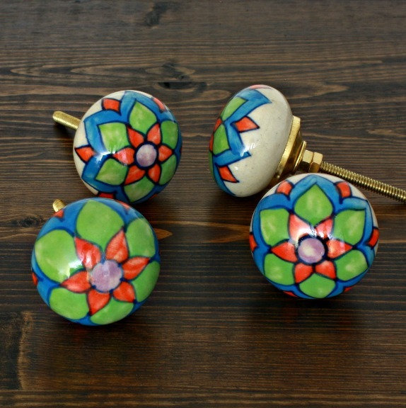 Oversized Hand Painted 1.75" Diameter Round Knob