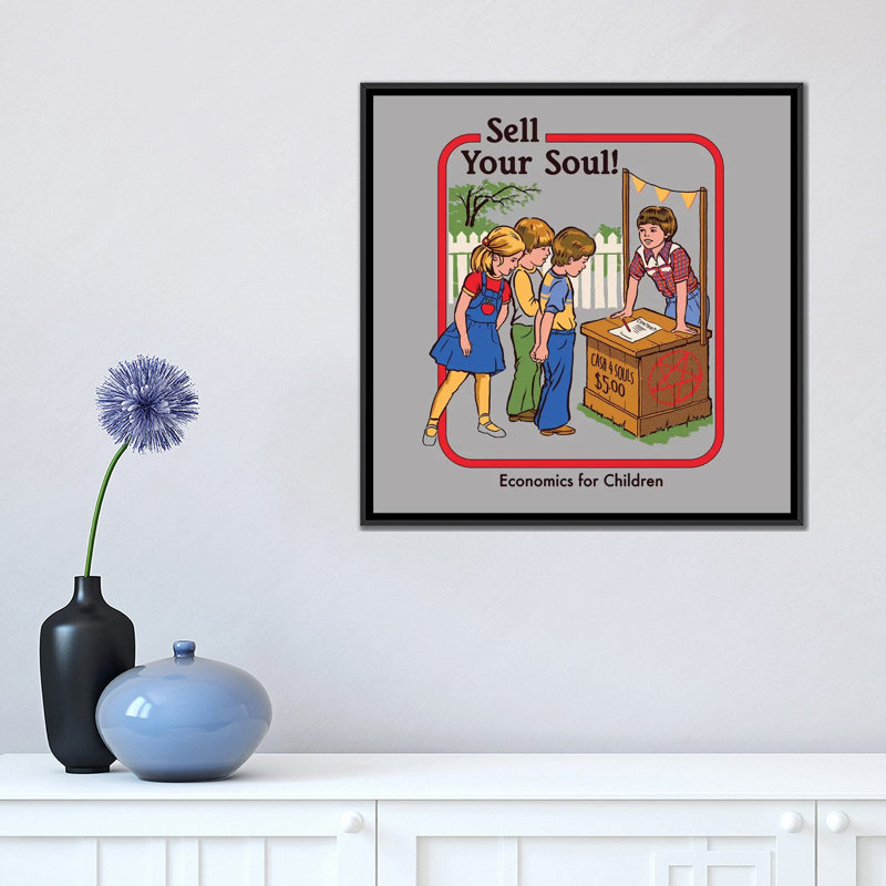 Vendez votre âme, H 18 po x l 18 po x P 1,5 po, Toile avec cadre noir, Pas de tapis