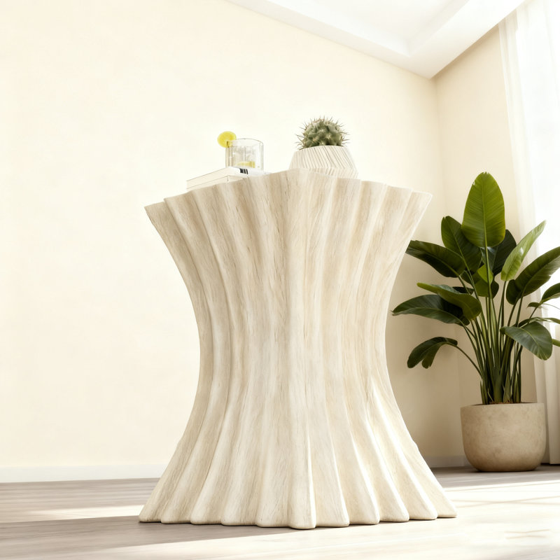 Table d'appoint d'extérieur, table de bout Wave Design, table d'appoint décorative, tabouret de jardin en béton léger pour patio