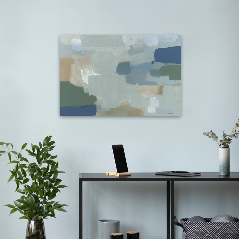 Bluescape Contemporary Abstract Blue Block, H 24 po x l 16 po