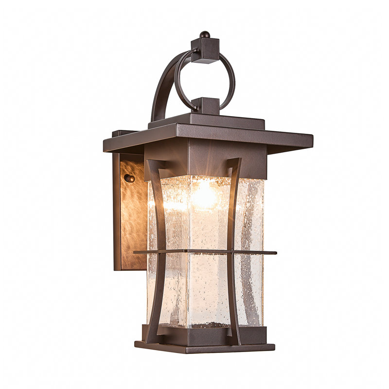 Outdoor Wall Lantern with Clear Seeded Glass, Waterproof Exterior Wall Light, 17.7" H *8.5"W, Oil Rubbed Bronze