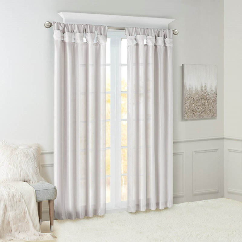 Twisted tape lined curtain panel, Silver, 50" W x 108" L