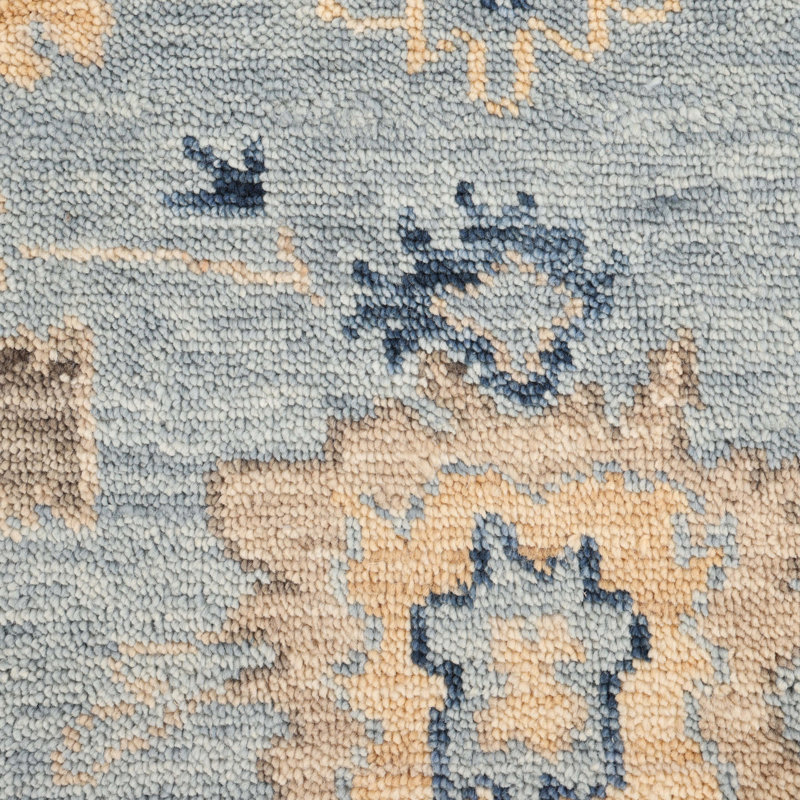Lagos Hand Knotted Floral Area Rug in Gray, Rectangle 8' x 10'