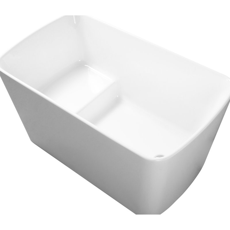 Baignoire en acrylique 49 po - Trempage carré japonais. Finition blanc brillant, style Sit-In, trop-plein et bonde. 23Amazing-49