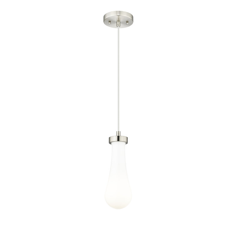 Luminaire suspendu 5 lumières Owego, Nickel satiné, Blanc brillant, H 11 po x l 4 po x P 4 po