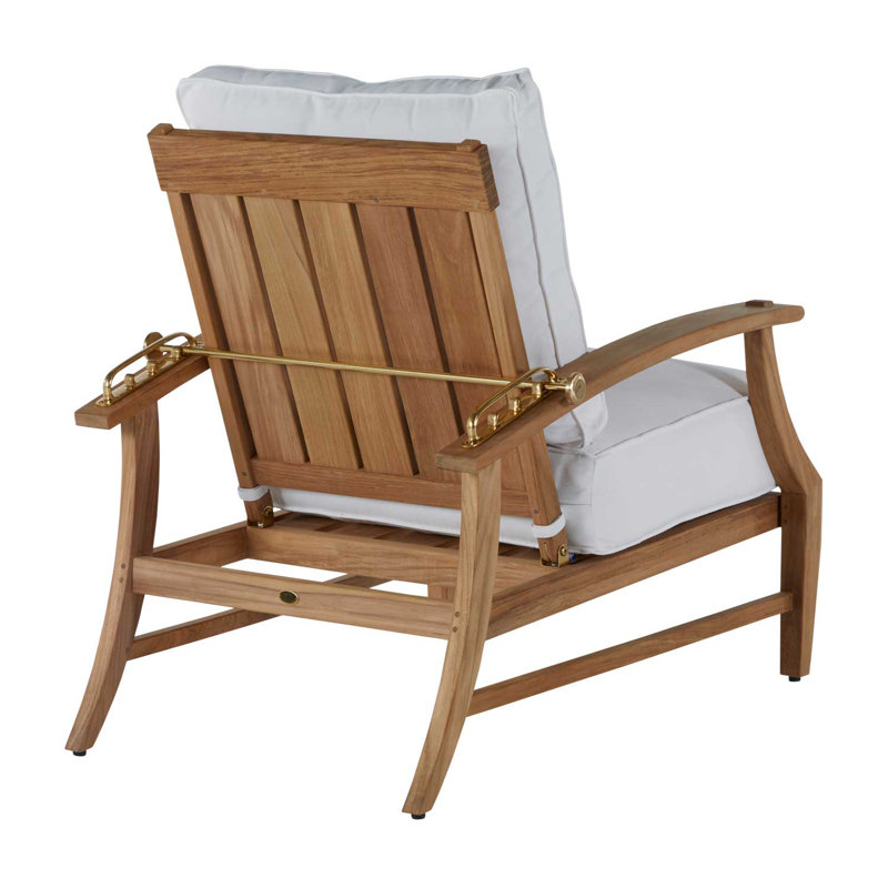 Croquet Teak Patio Chair with Cushions, Natural Teak, Rollo Lace InsideOut® Linen, Welt