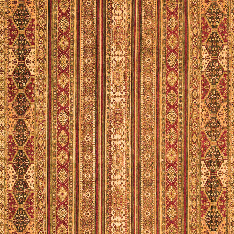 Tapis rouge en laine et polyester tissé à la machine Southwestern, Carré 8 pi