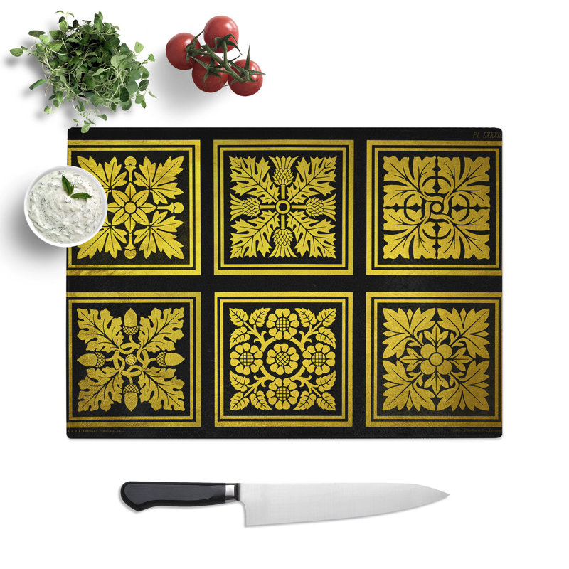 Golden Patterns Chopping Board, 0.4cm H x 20cm W x 28.5cm L