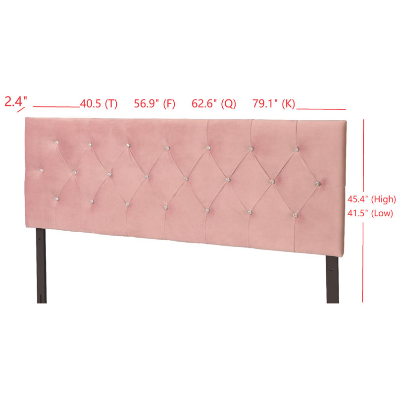 Tête de lit tapissier en velours Ameer, Très grand, Velours rose